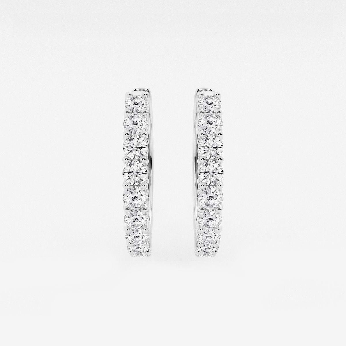 2 ctw Round Lab Grown Diamond Shared Prong Hoop Earrings